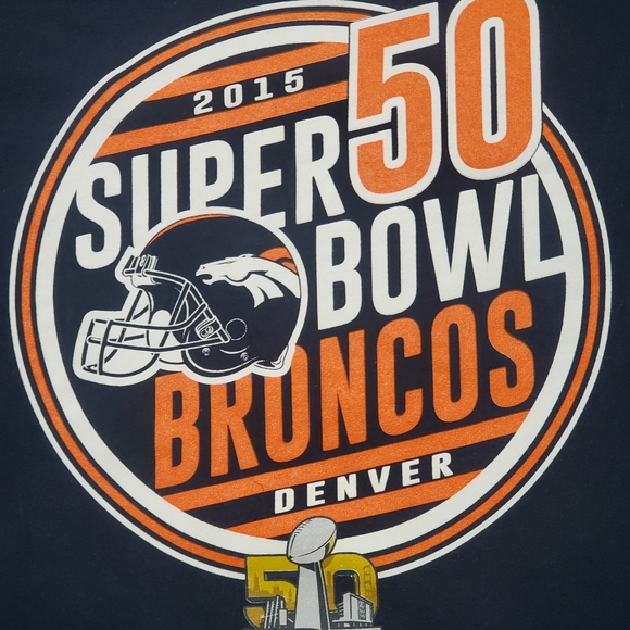 NFL Tops - NFL Denver Broncos Super Bowl 50 Jersey - Navy and Orange Sz. XL